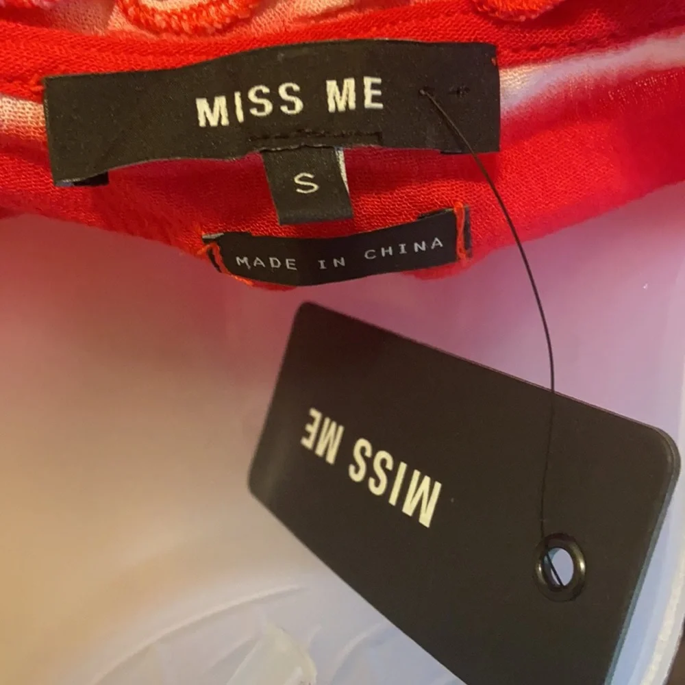 MISS ME Red and white tie-dyed summer blouse S - Picture 4 of 5